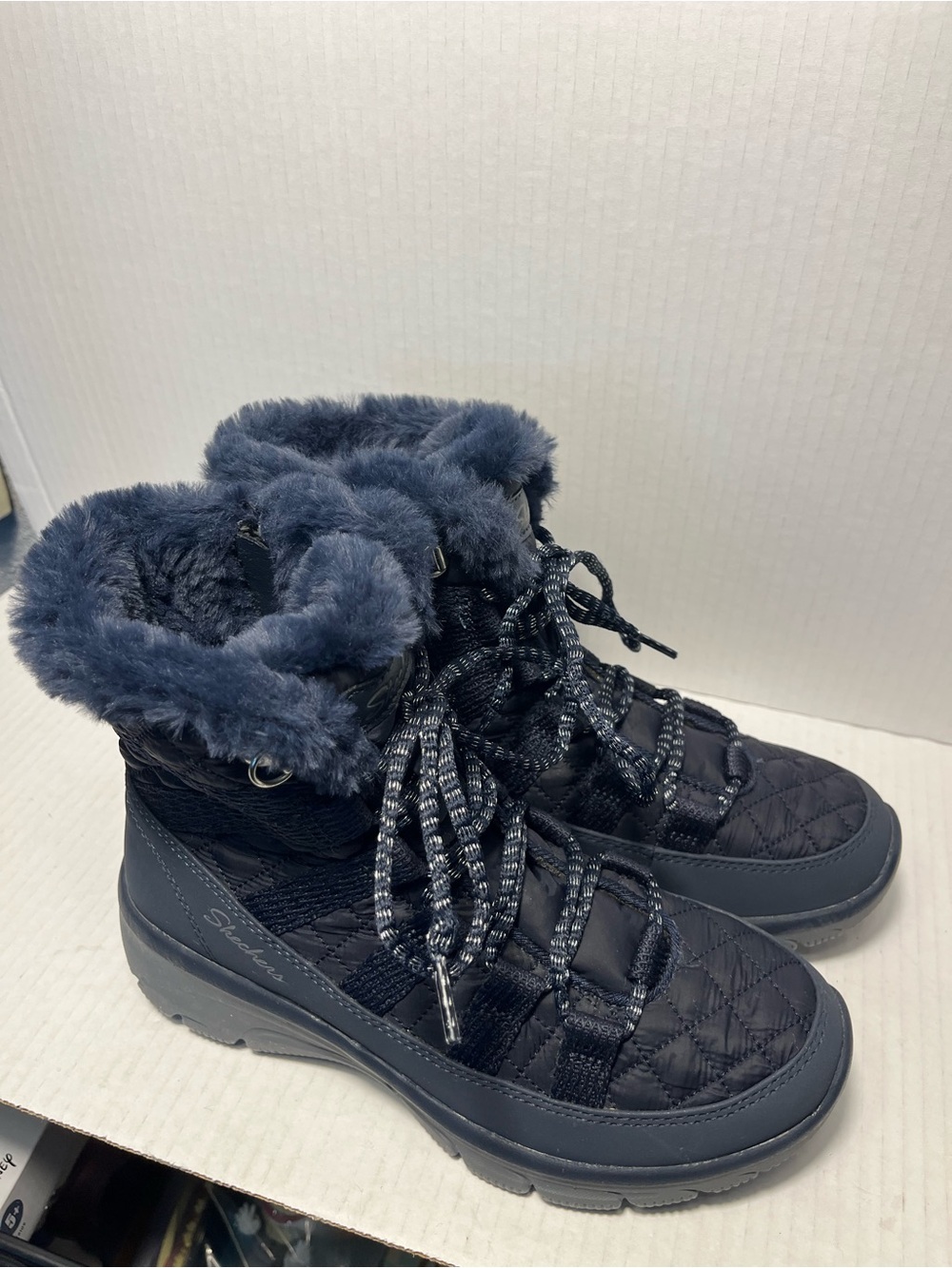 Skechers Women's Easy Going.- Moro Street Navy Boots Sz 6